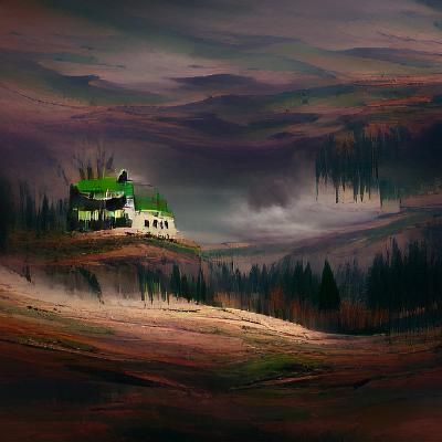 Sinister House on Hill Surrounded by Forest