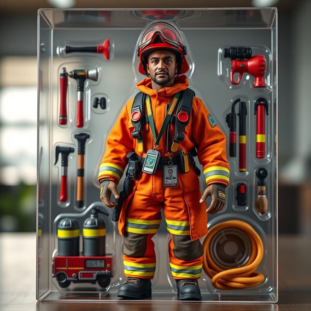 Highly Detailed Firefighter Action Figure in Premium Product...
