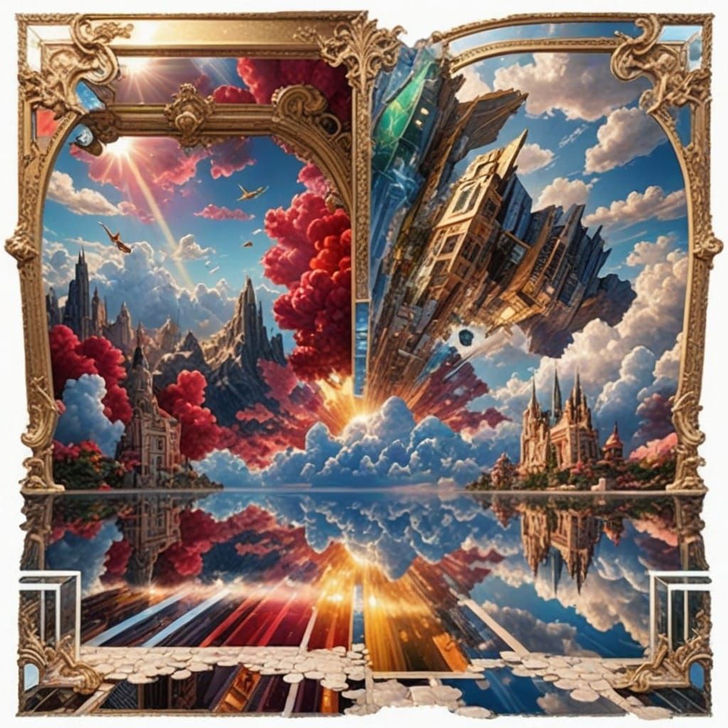 Ethereal Sky Masterpiece with Radiant Sunrays and Whimsical ...