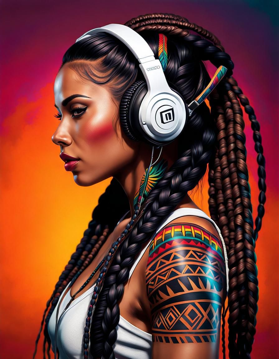 Attractive Mexican Woman with Aztec Tattoos, Hyperrealistic ...