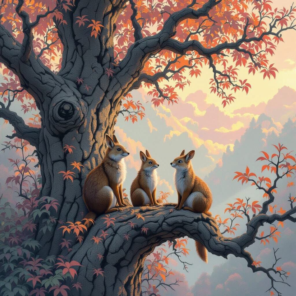 Ravens in Pastel Environment as Matte Painting