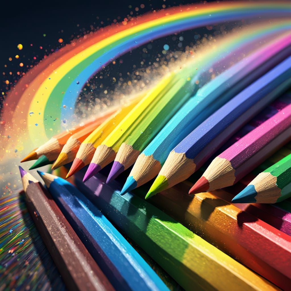 Hyperdetailed Rainbow Drawn With Colored Pencils