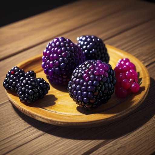 Macro Oil Painting of a Blackberry Still Life