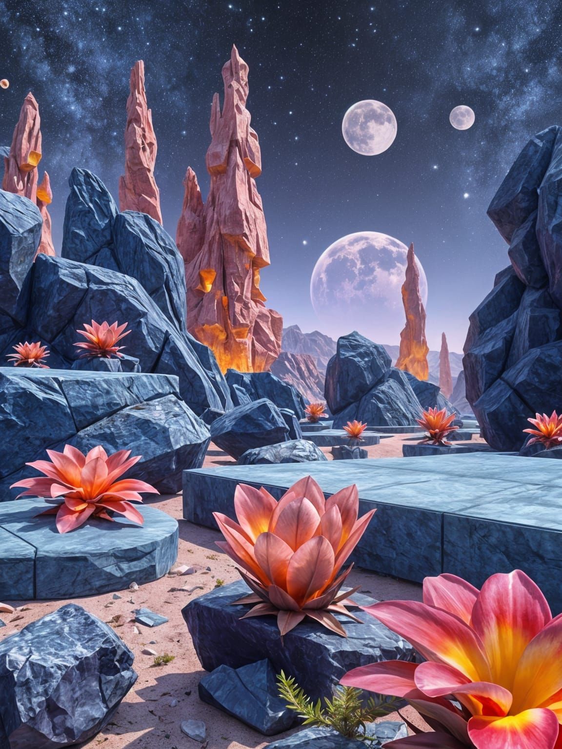 Vibrant Parametric Landscape in Purple and Orange