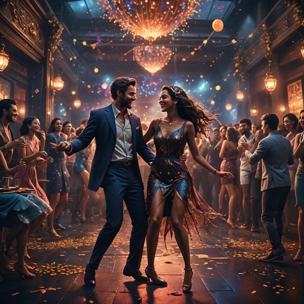 Dancing Couple at a Late Night Party
