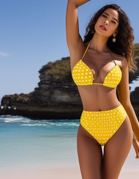 Extremely beautiful brunette in her 20s wearing a stunning p...