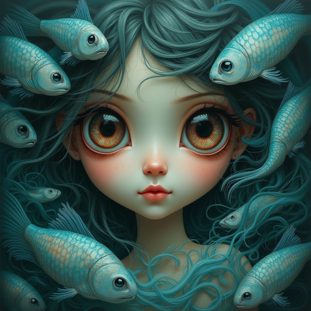 Fish big eyed woman