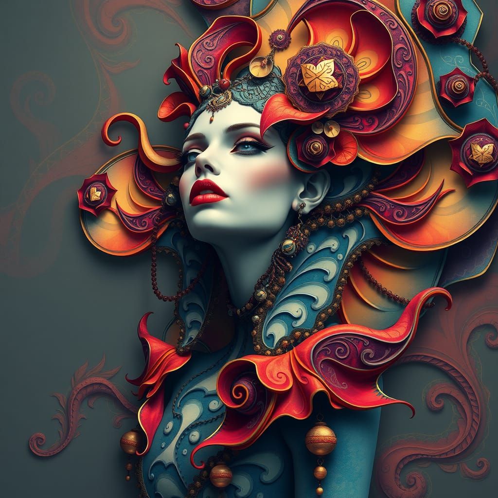 Exotic Fractal Elegance: Abstract Art Composition