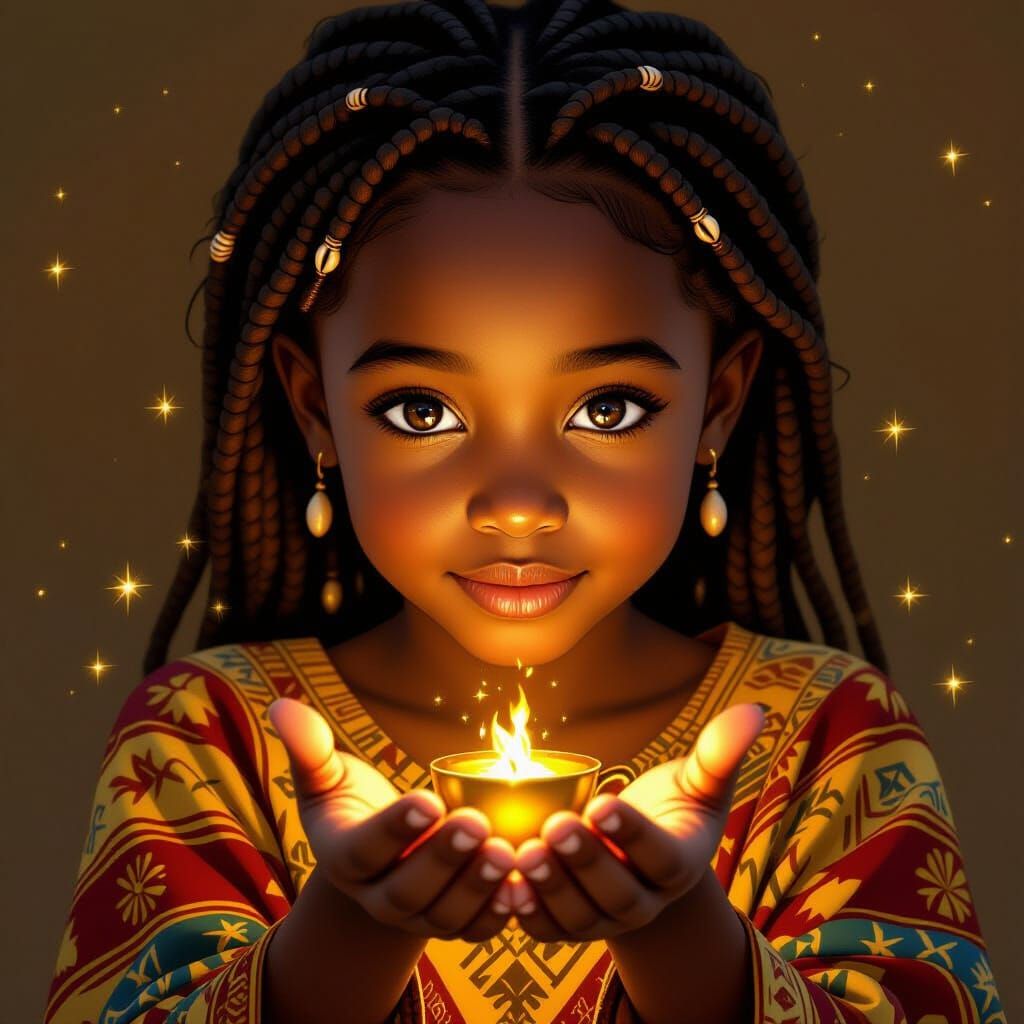 Star Spirit Gifts Flame to Young African Girl