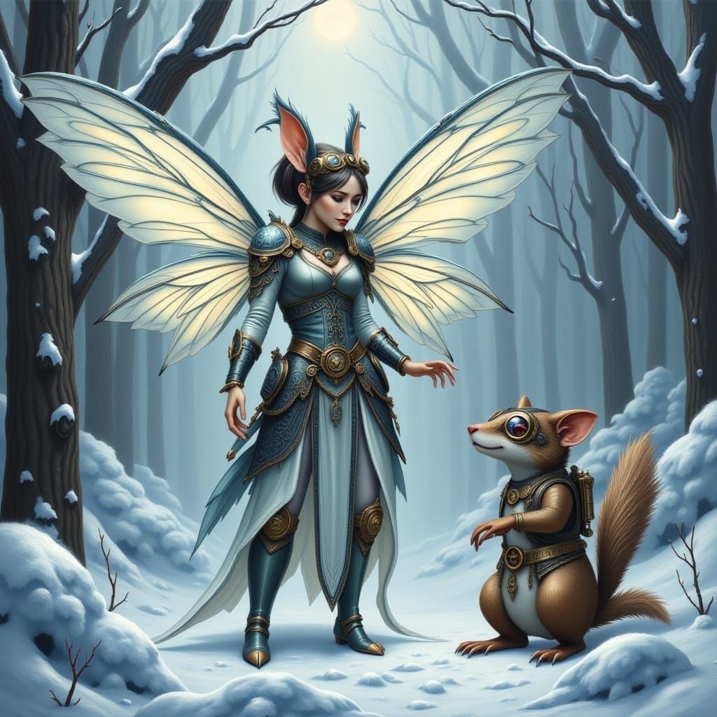 Winter Fairy and Steampunk Squirrel Protector