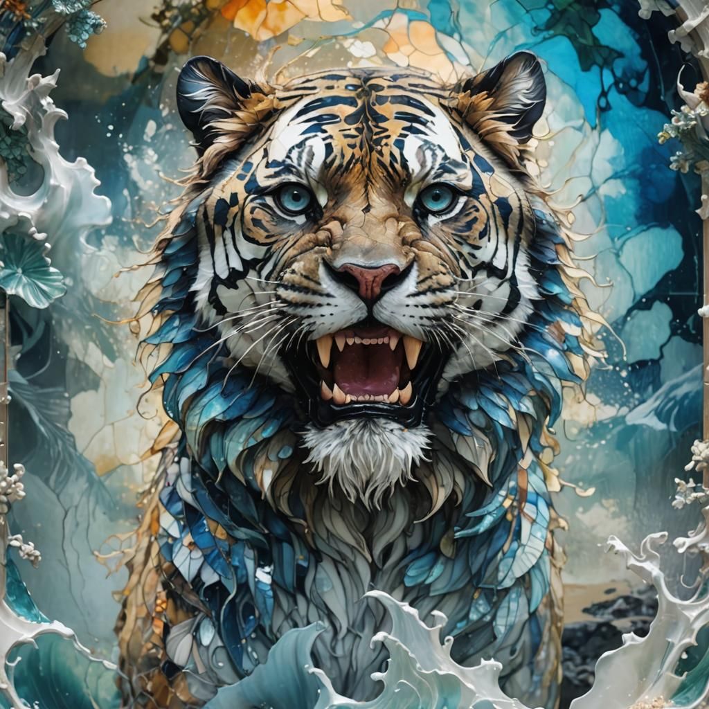 Tropical Beach Sunset in Digital Watercolor Illustration