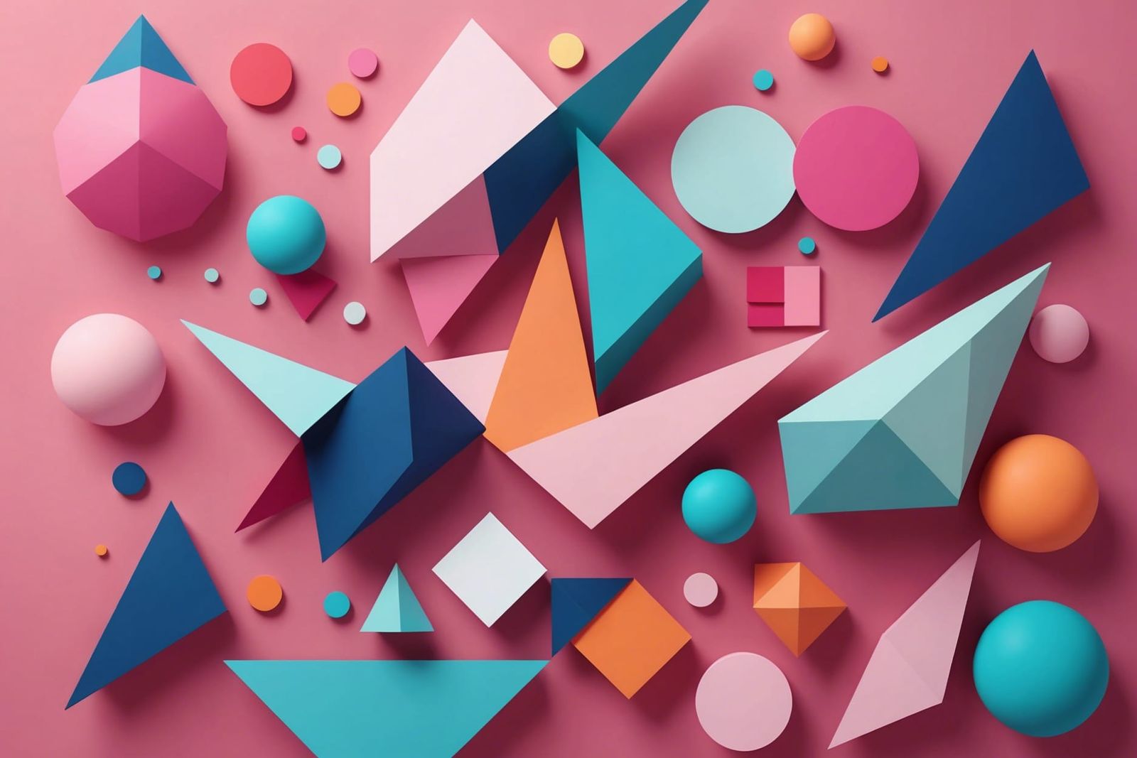 Abstract Pink Geometric Shapes in Pastel Tones
