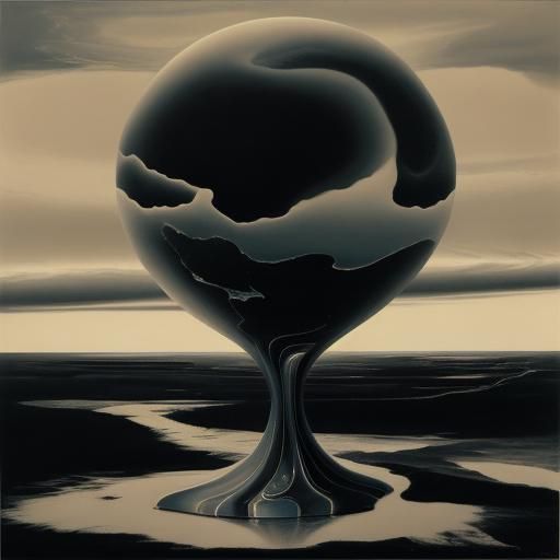 Surreal Figure in Dreamlike Landscape as Abstract Expression...