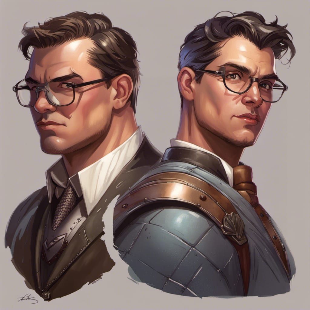Young Adventurer Portrait in Art Nouveau Style