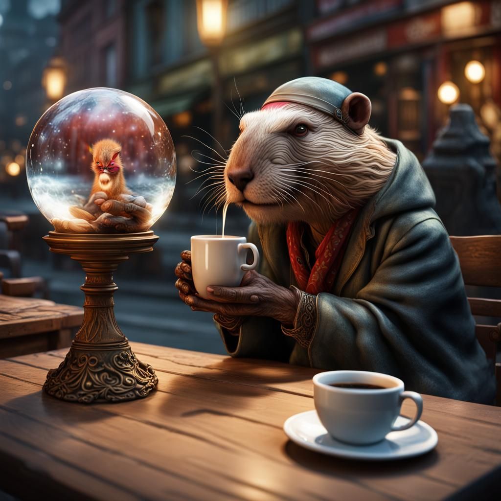 Beaver Gazing into Crystal Ball: Fantasy Concept Art