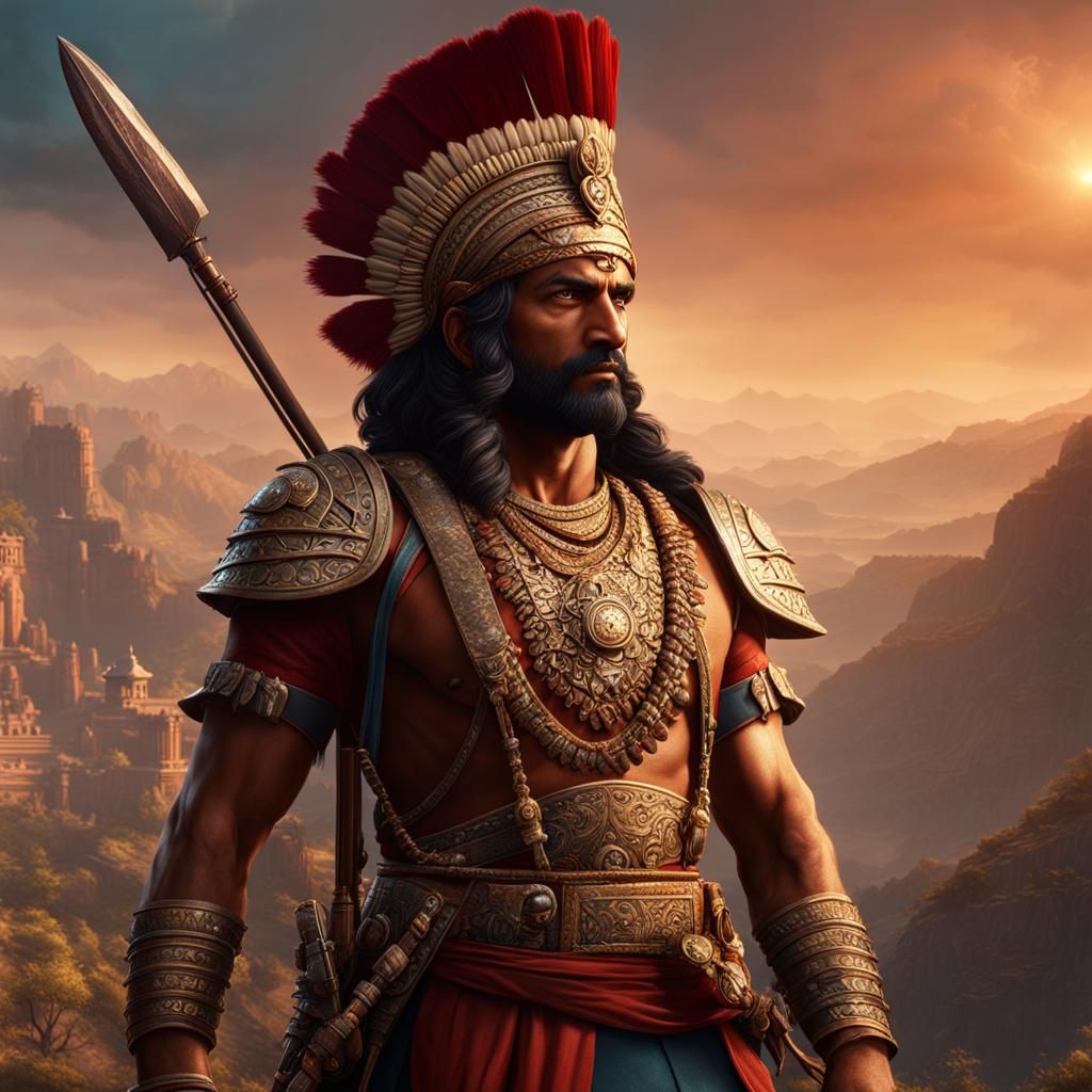 Detailed Matte Painting of an Indian Soldier