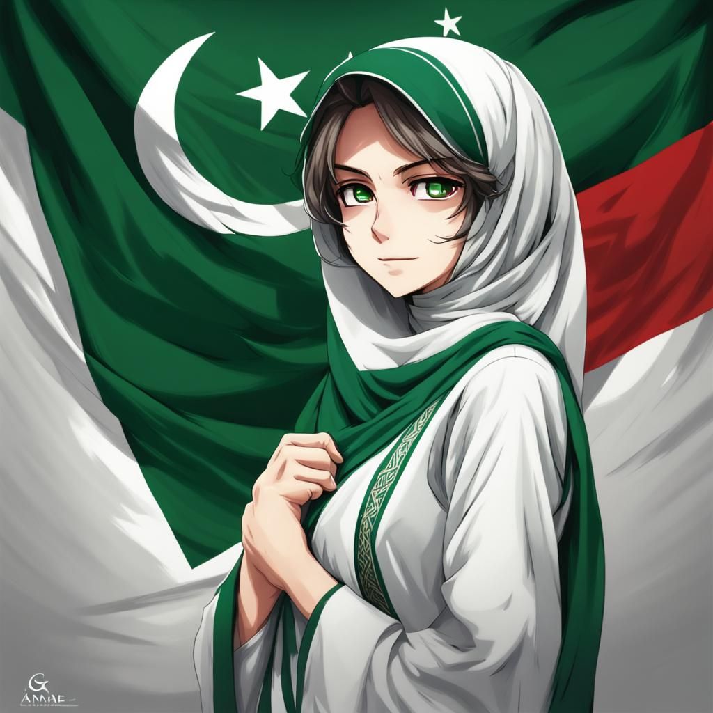 Pakistan as Anime Character in Manga Style