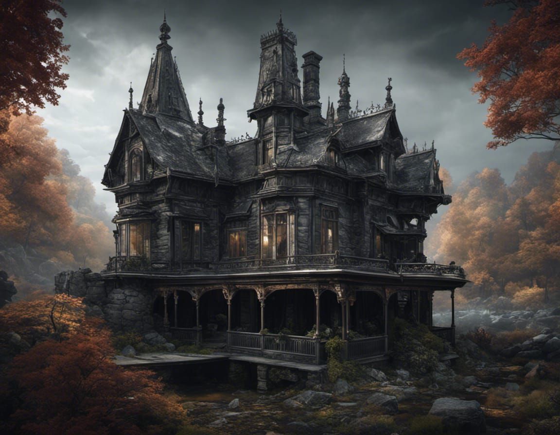 Creepy Haunted Gothic House in Fantasycore Style