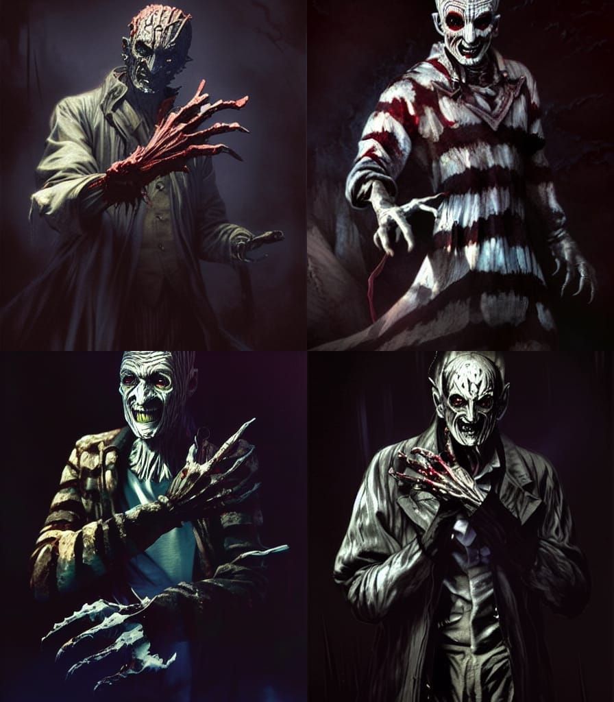 Freddy Krueger Horror Art in Japanese Illustration Style