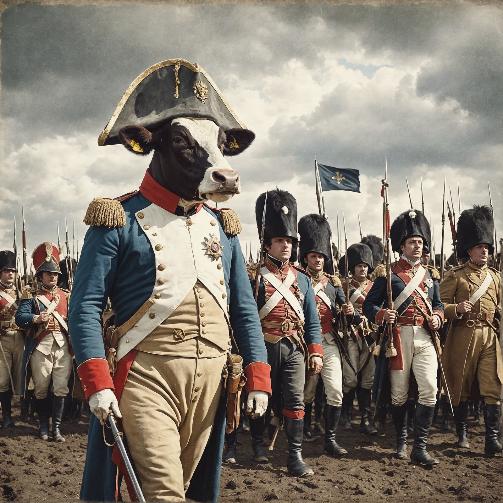Cow as Napoleon Leading an Army