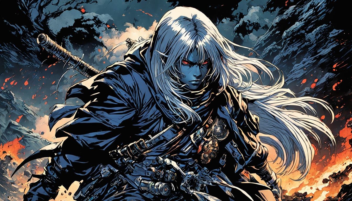 Drow Rogue Ignites Inferno in Dramatic Digital Art