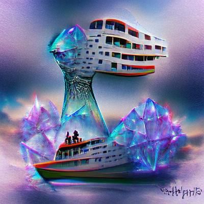 Crystal Ship Sailing on a Calm Sea