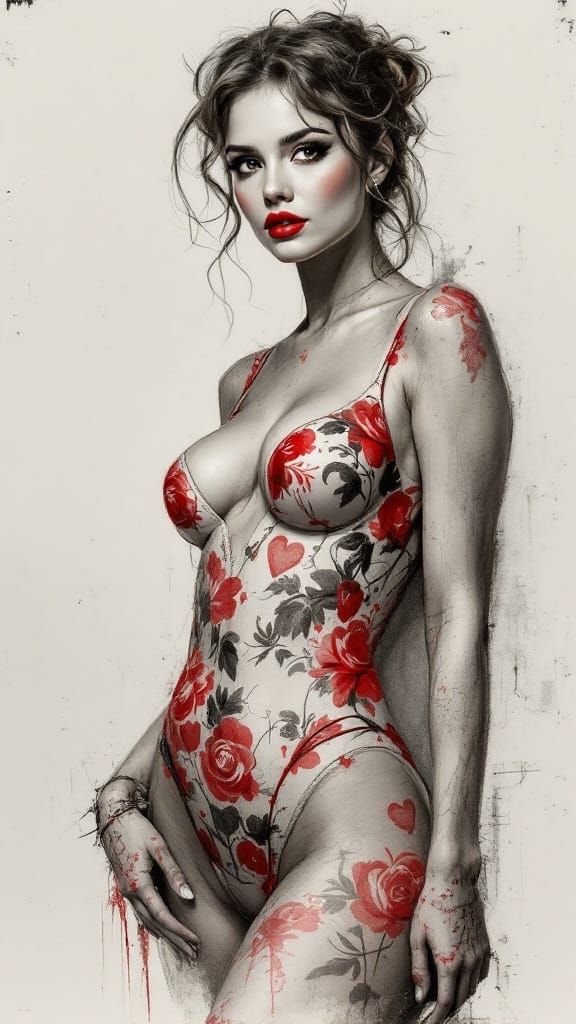 Confident Pinup in Valentine's Day Attire