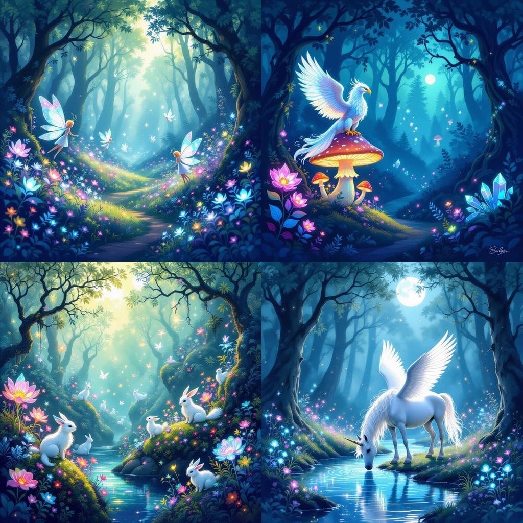 Magical Creatures and Plants in Enchanted Forest