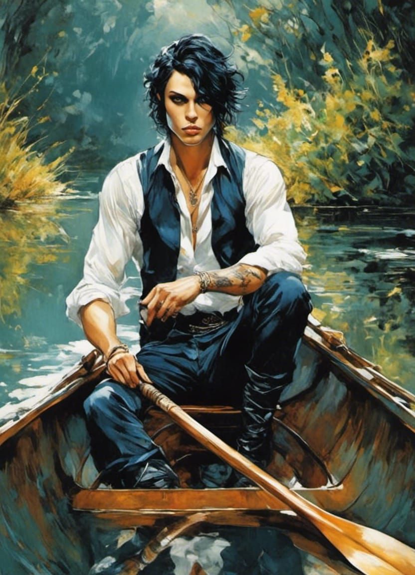 Serene Lake Portrait in Anime Art Style