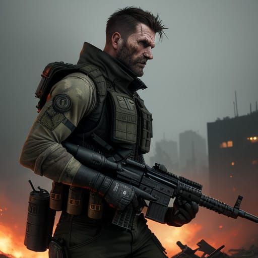 Battle-Ready Operator Unleashes Fury with Quad M134 Minigun