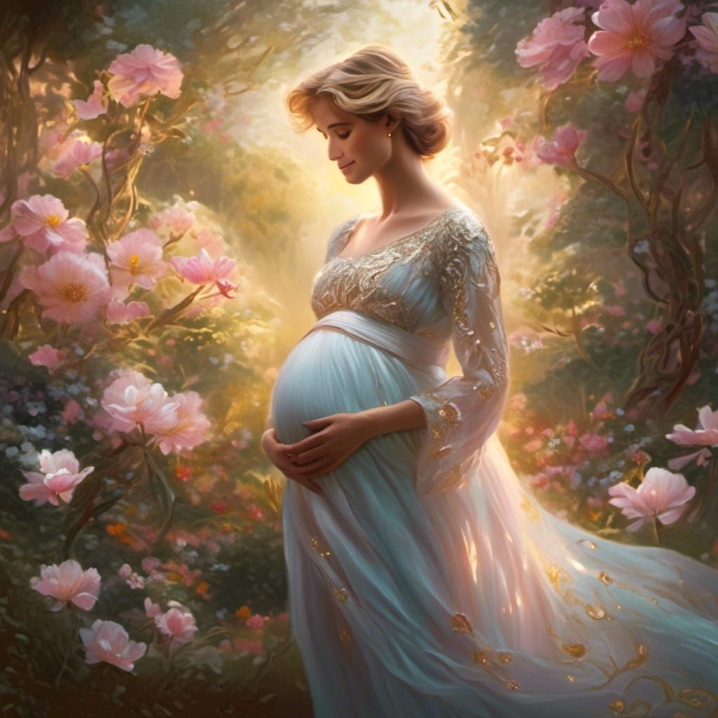 Princess Diana in Blossoming Garden: Fantasy Portrait