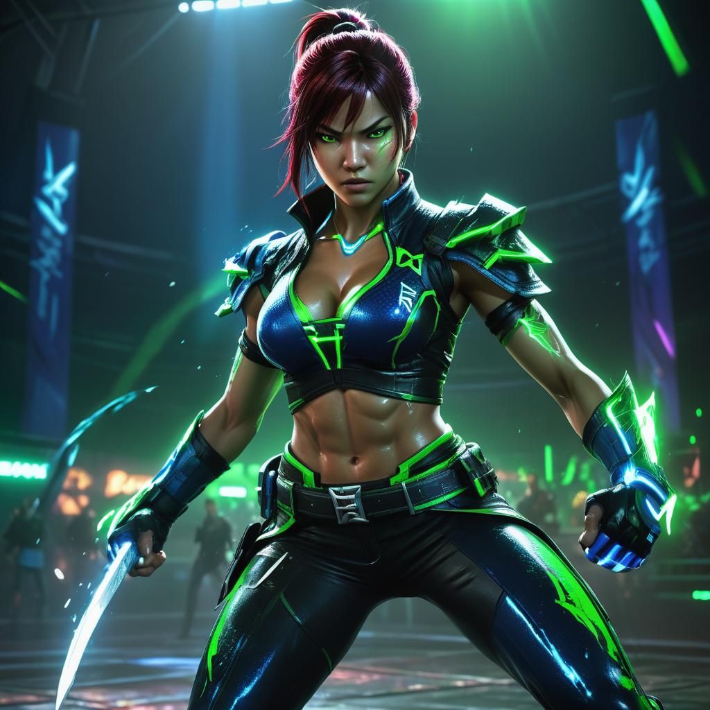 Katarina Alves in Neon-Lit Tekken Arena