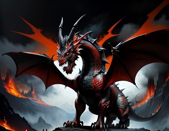 Fiery Dragon in Dynamic Fantasy Art Style
