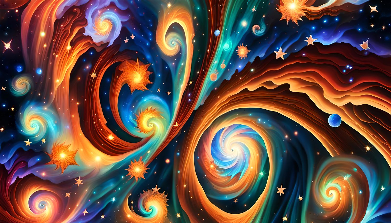 Iridescent Star Formation Cluster in Impasto Oil Paint