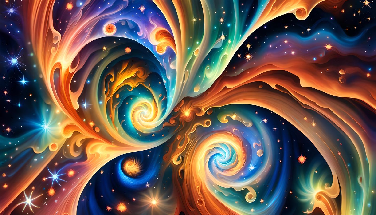 Star Formation Cluster in Impasto Oil Paint Style