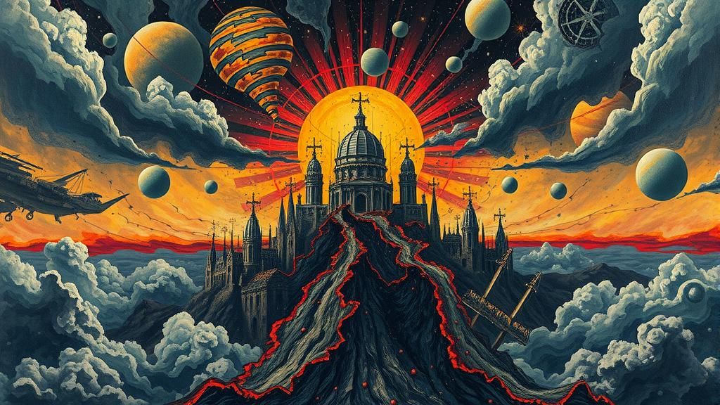 Abstract Surreal Dystopian Heaven in Automatism Style