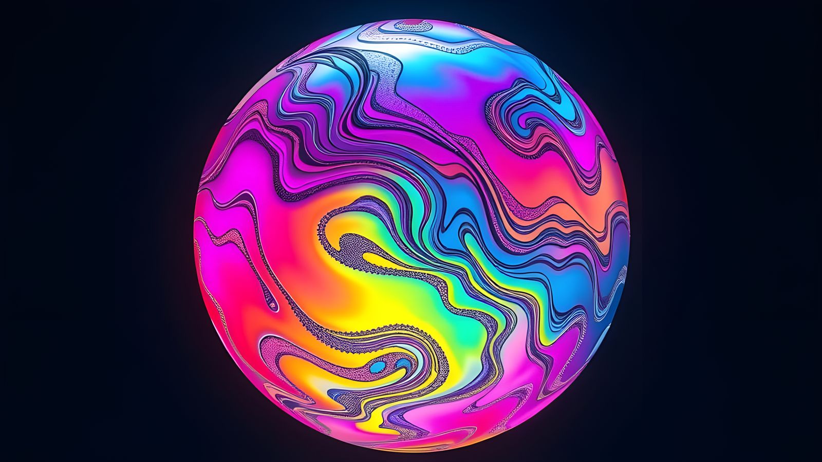 Abstract Neon Liquid Metal in Liminal Space