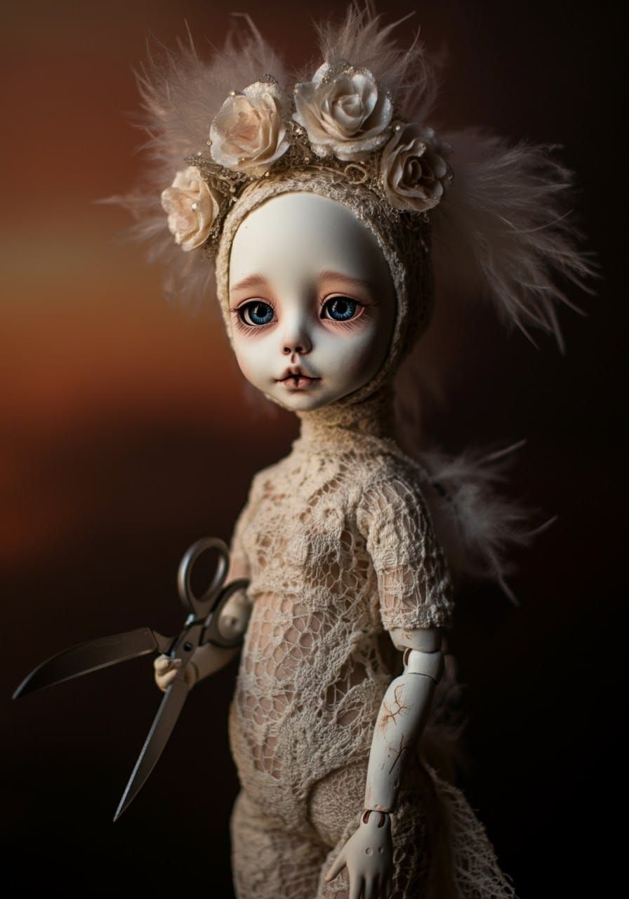 Dollequin Figure in a Necromantic Sunset Photorealm