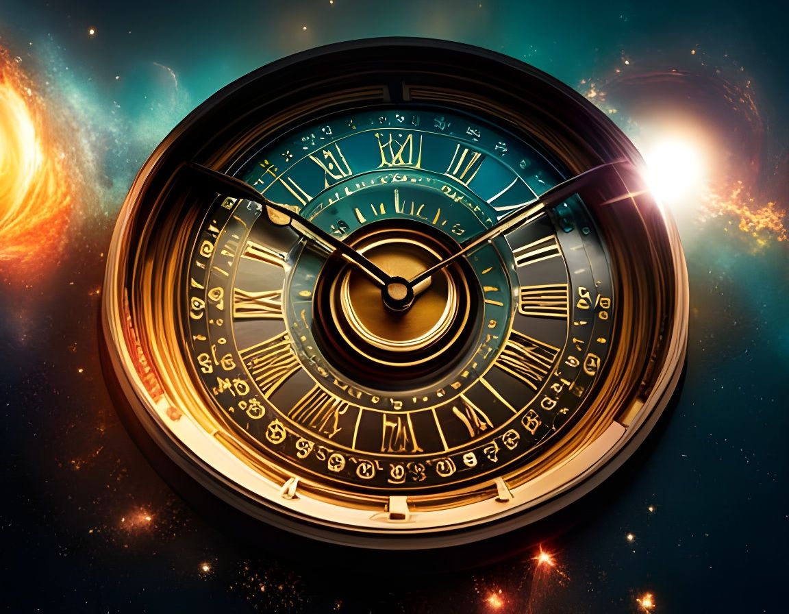 Galaxy Clock Face in Hyperrealistic Style