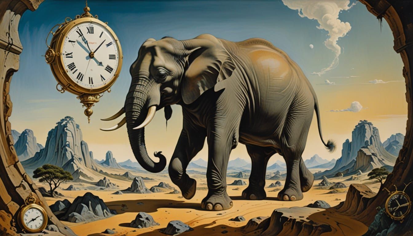Surreal Elephant Landscape in Dali Style
