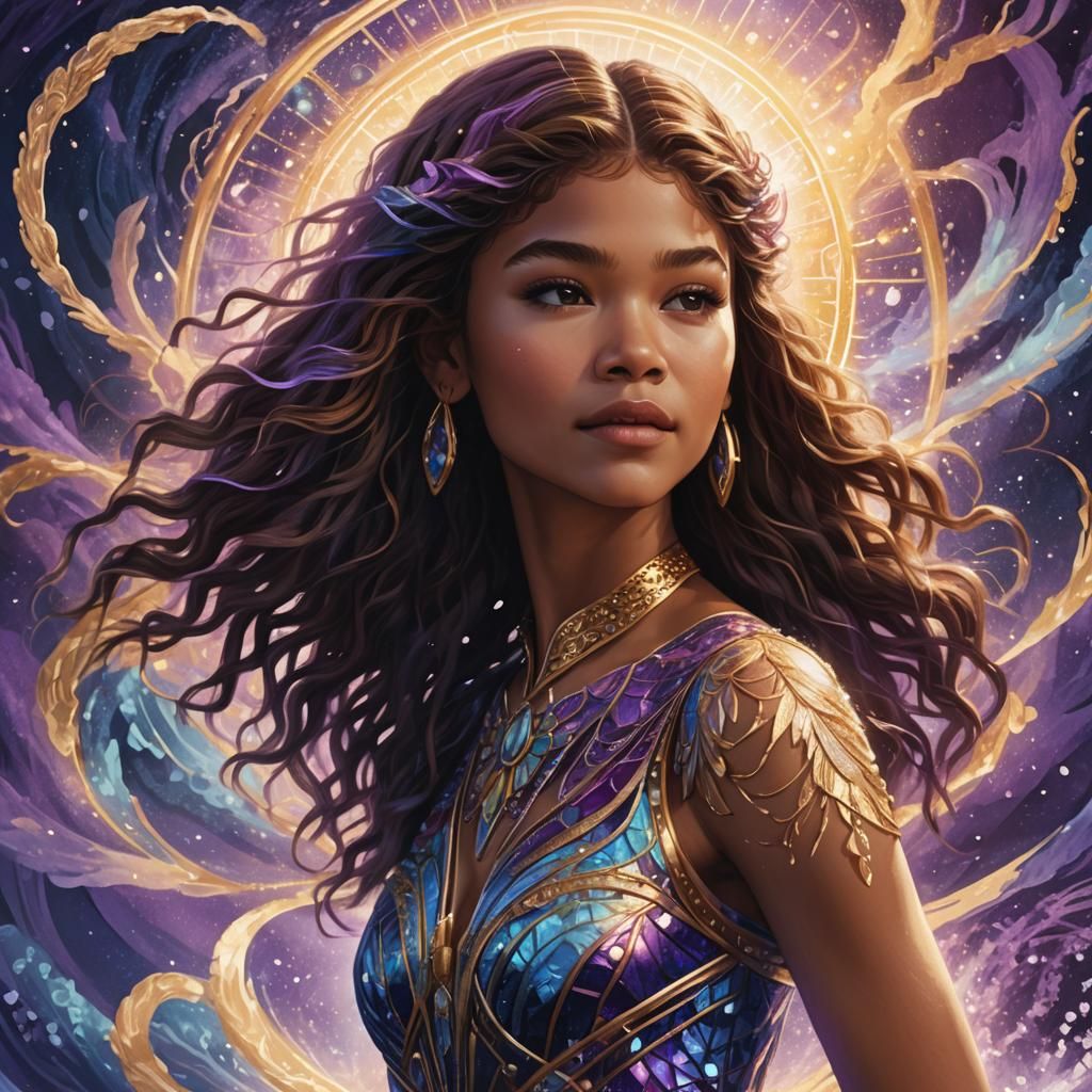 Zendaya Surrounded by Positive Energy in Fantasy Art