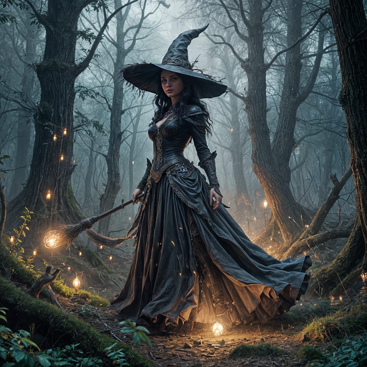 Sultry Witch in Opulent Attire