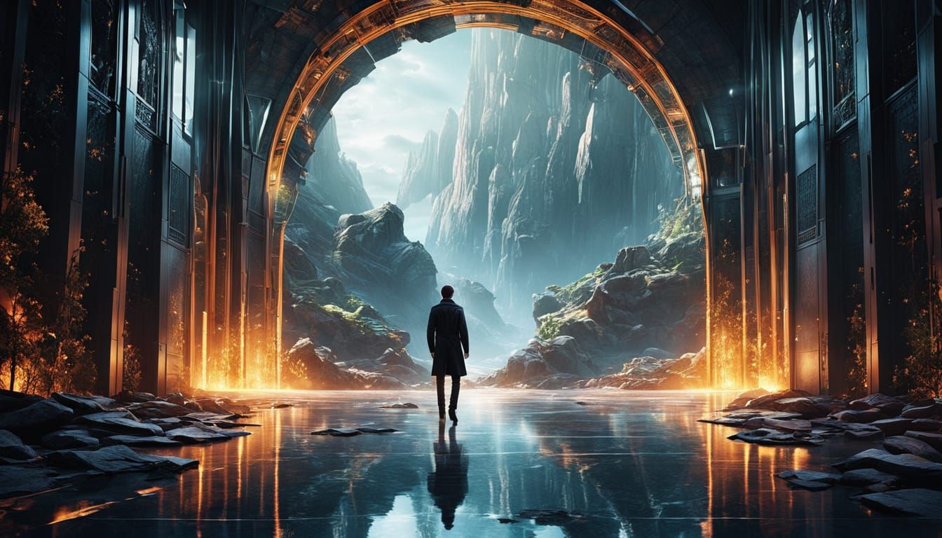 Ethereal Passage to Paradise in Futuristic Art