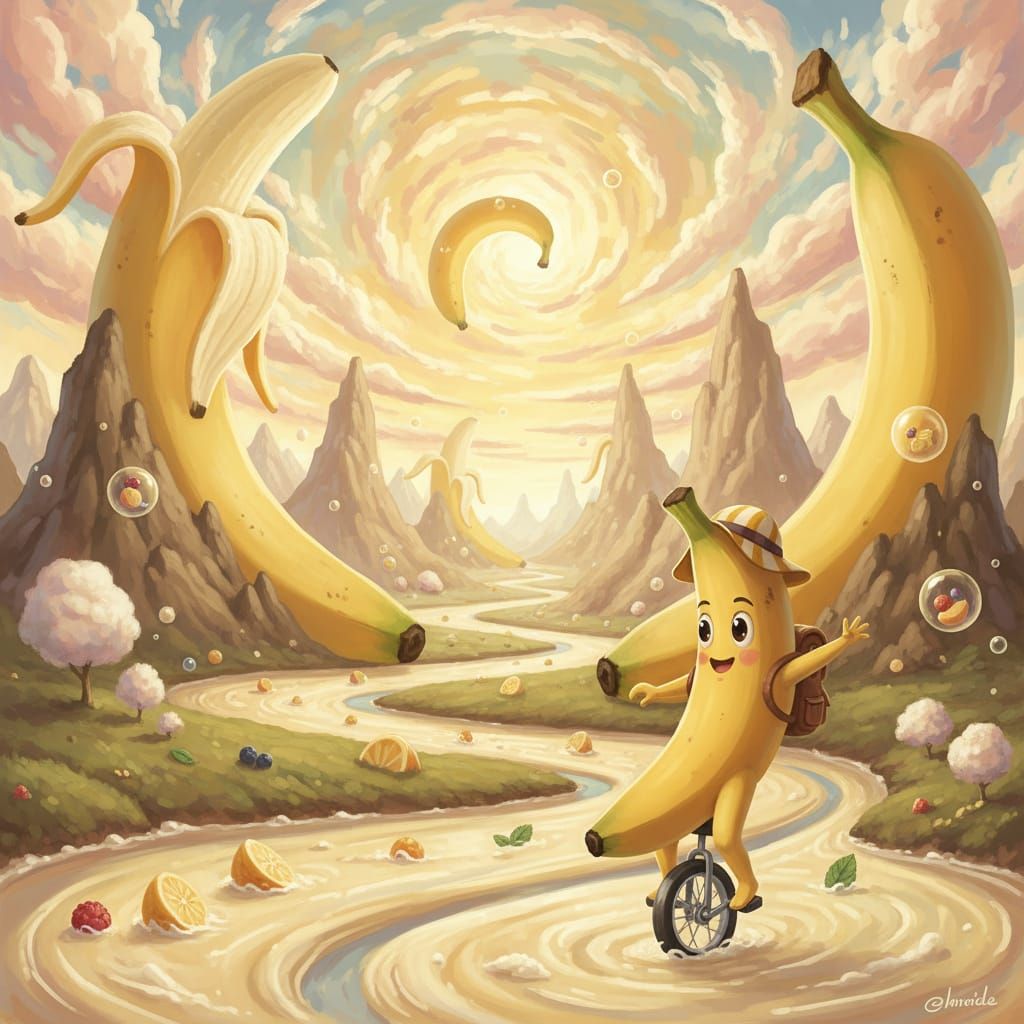 Whimsical Banana Landscape Digital Painting