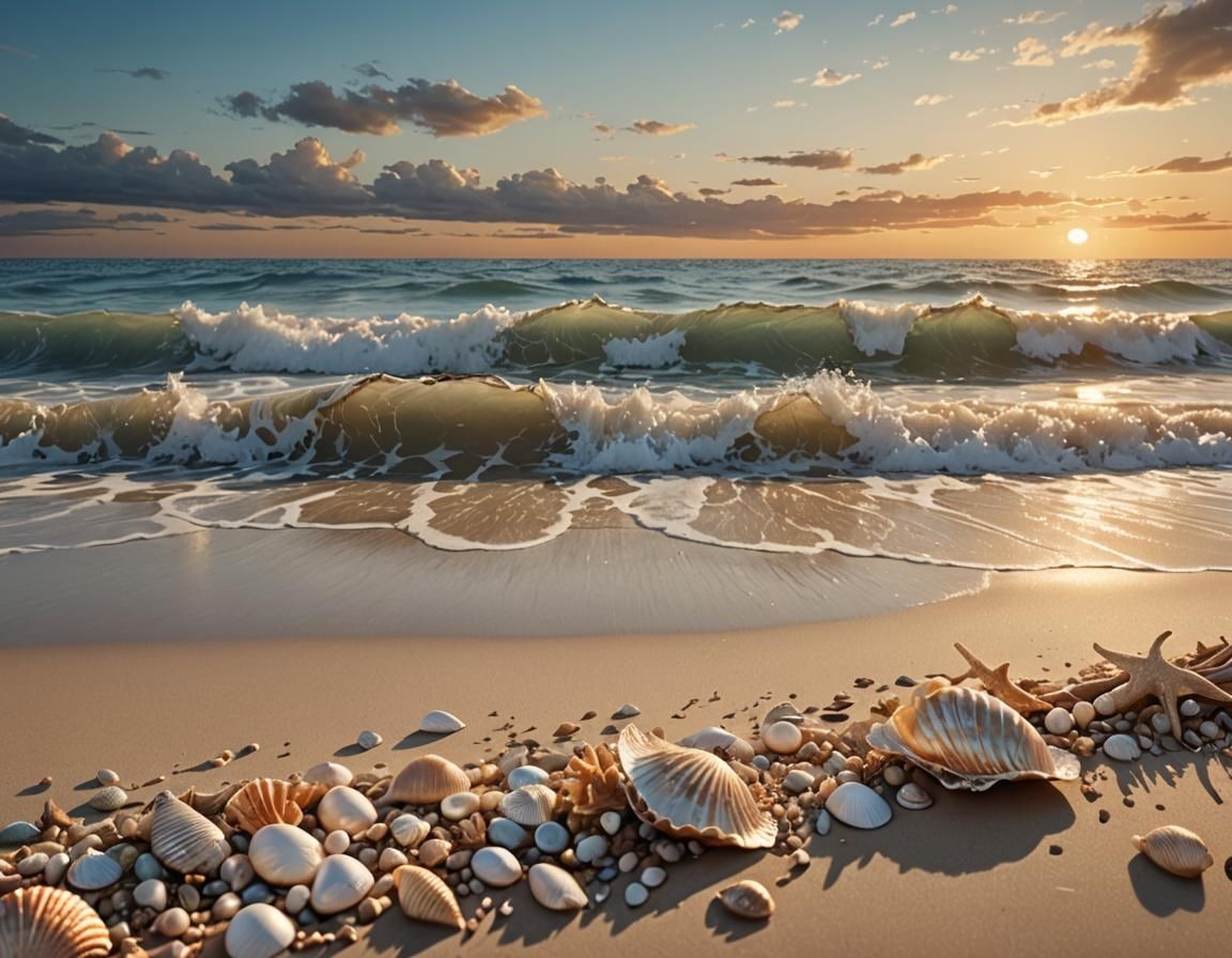 Serene Coastal Landscape in Hyper-Realistic Digital Art