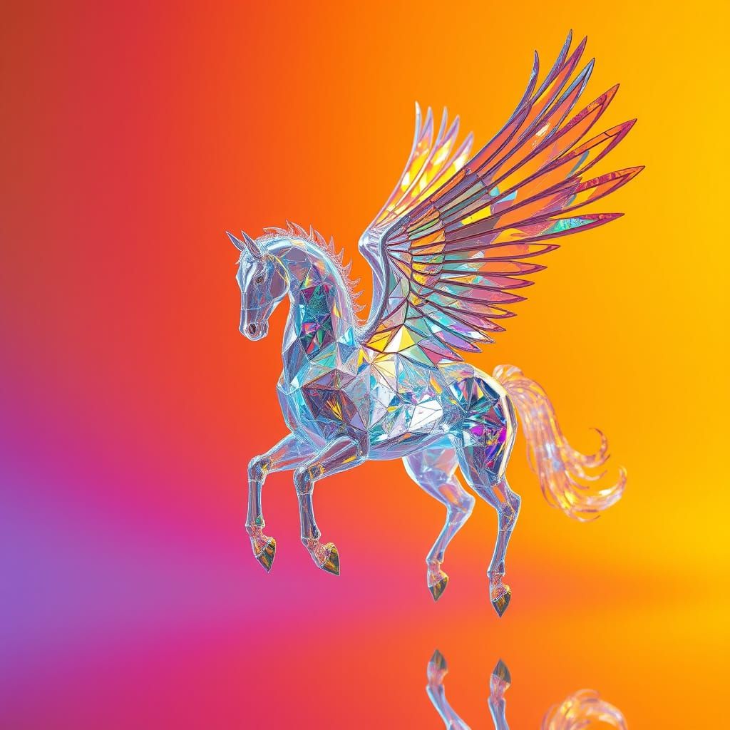 Majestic Pegasus in Vibrant Glass Mosaic