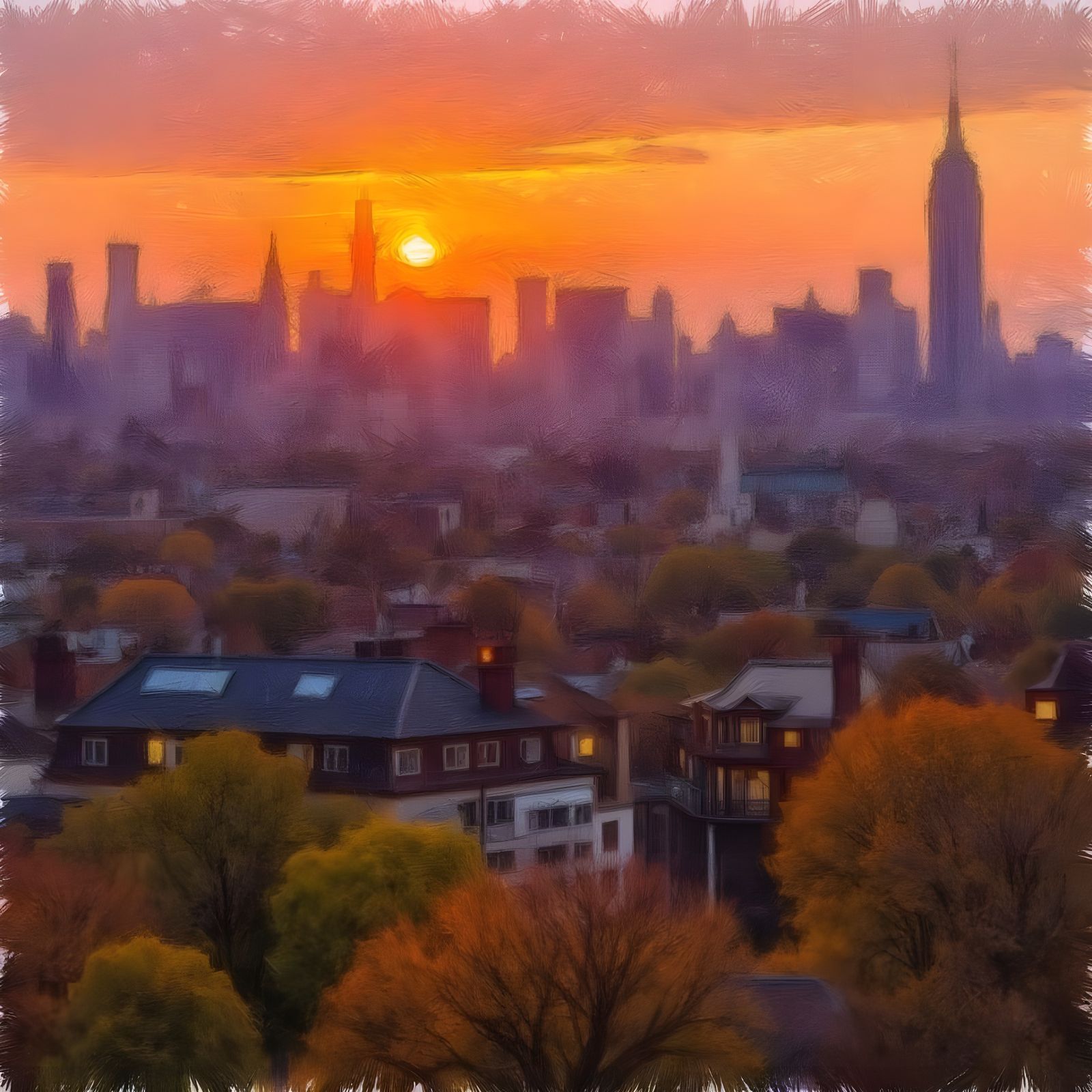 Vibrant Cityscape At Sunrise