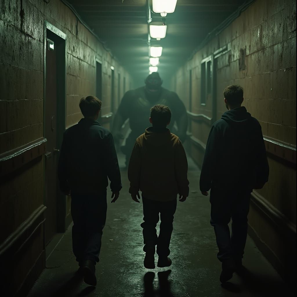 Eerie Sewer Chase Interrupted by Monster, Cinematic Still