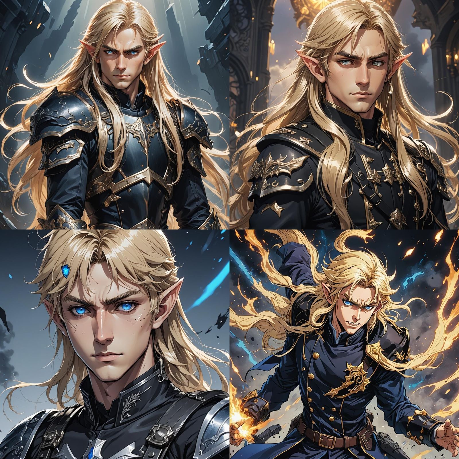 Elf in Military Attire: Anime Cel-Shaded Art