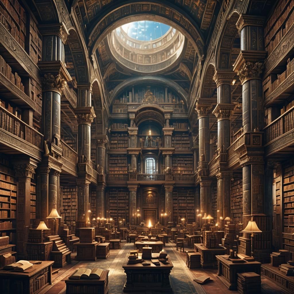 Hyperdetailed Ancient Library of Alexandria: Digital Matte P...